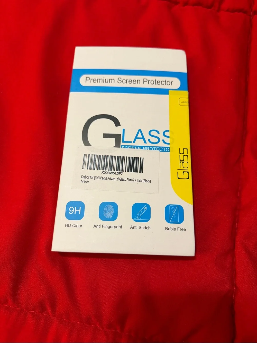 Glass Screen Protector - White/Yellow/Blue Packaging